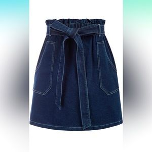 Paper bag high waist denim skirt size M